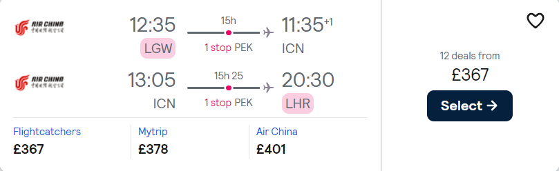 cheap flights to Korea